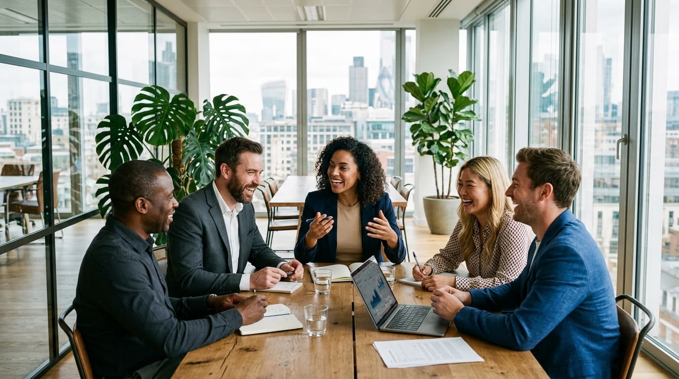 Equipe comercial reunida acompanhando os resultados da operação de vendas.